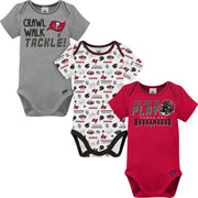 3-Pack Baby Boys Buccaneers Short Sleeve Bodysuits