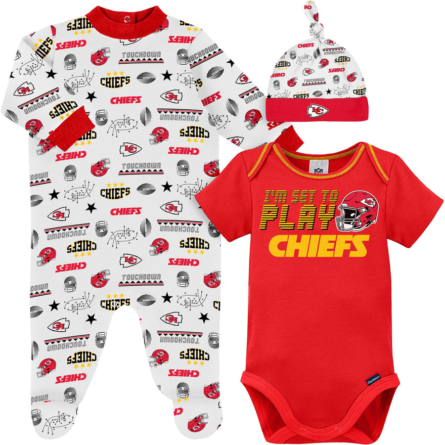 3-Piece Baby Boys Kansas City Chiefs Bodysuit, Sleep 'N Play, and Cap Set