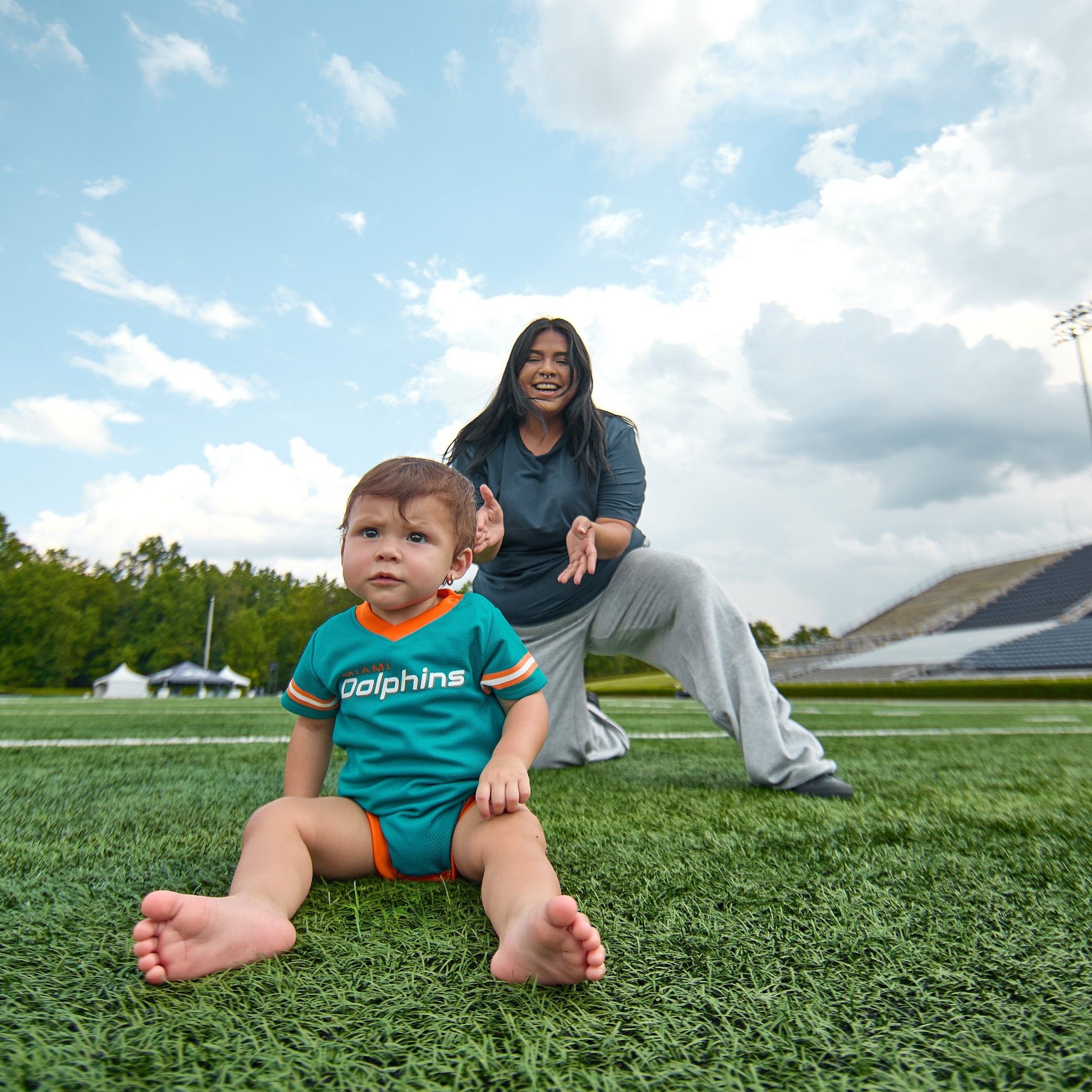 Baby Boys Miami Dolphins Short Sleeve Jersey Bodysuit NFL NFL 