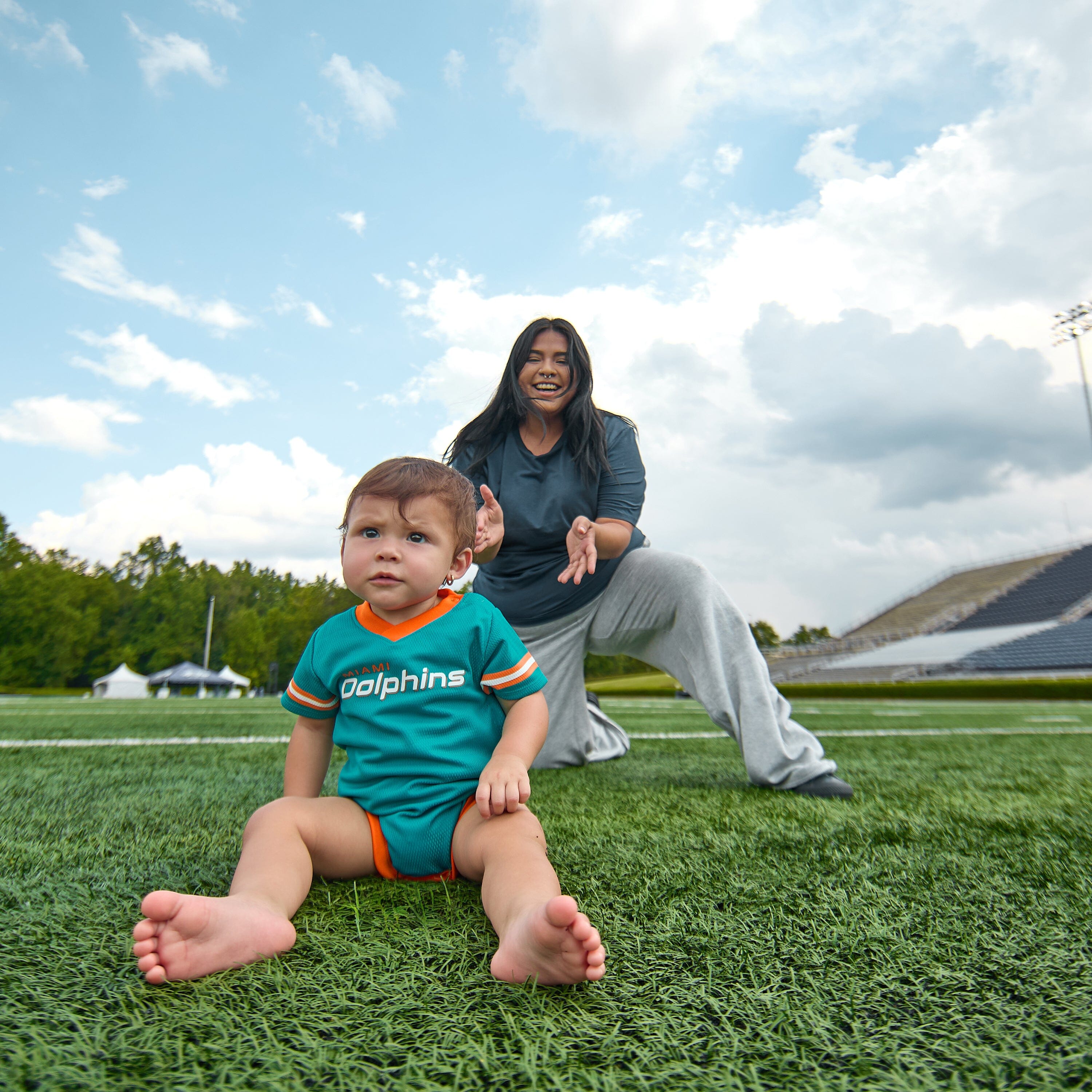 Baby Boys Miami Dolphins Short Sleeve Jersey Bodysuit NFL NFL 