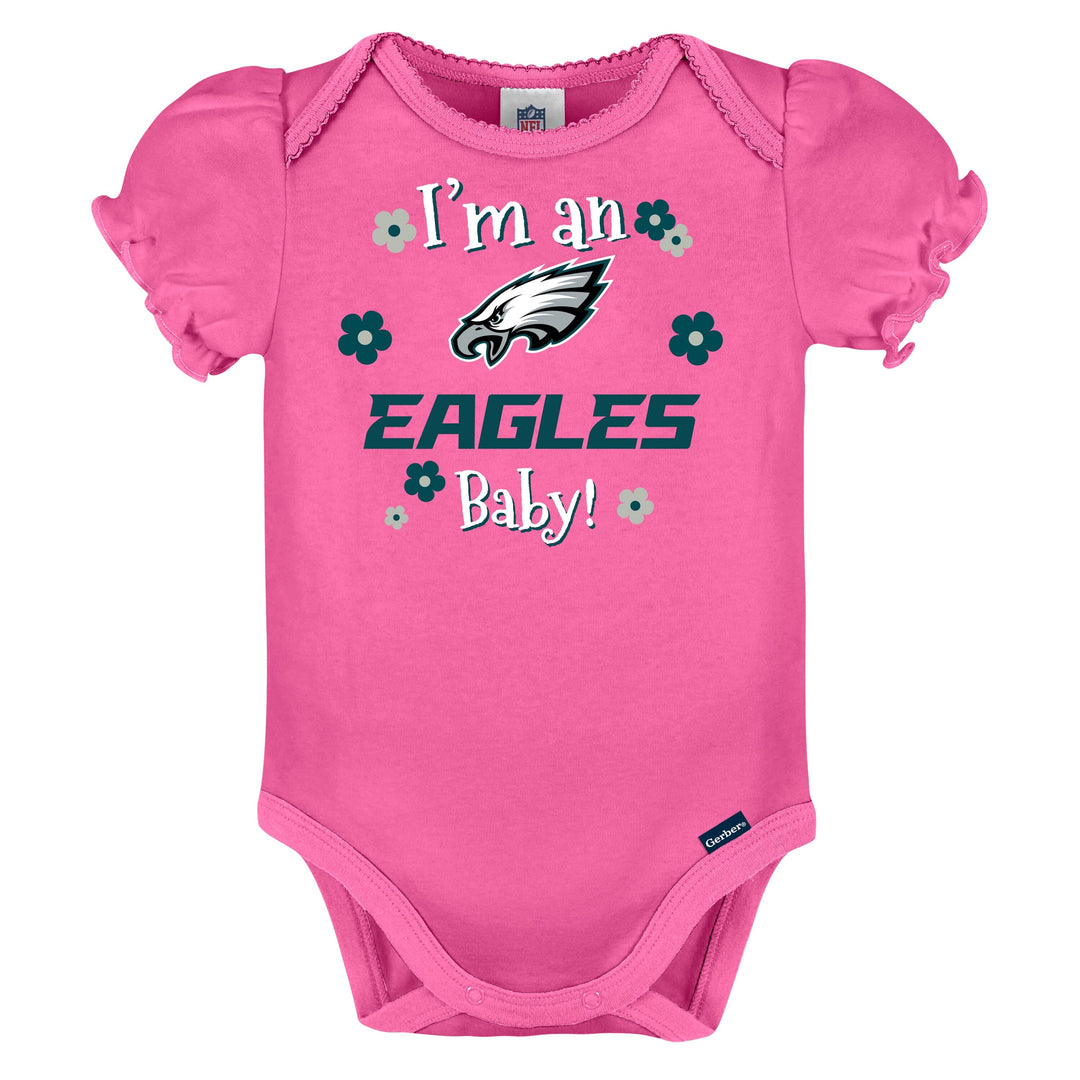 3-Pack Baby Girls Philadelphia Eagles Short Sleeve Bodysuits
