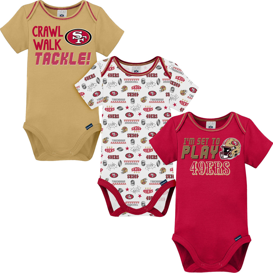 3-Pack Baby Boys 49ers Short Sleeve Bodysuits