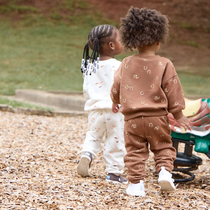 2-Piece Baby & Toddler Boys Brown Horseshoe Sweatshirt & Pant Set outfits Gerber® 