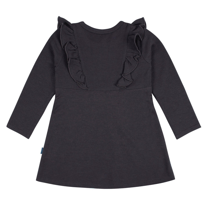 Infant and Toddler Girls Charcoal Dress with Ruffle