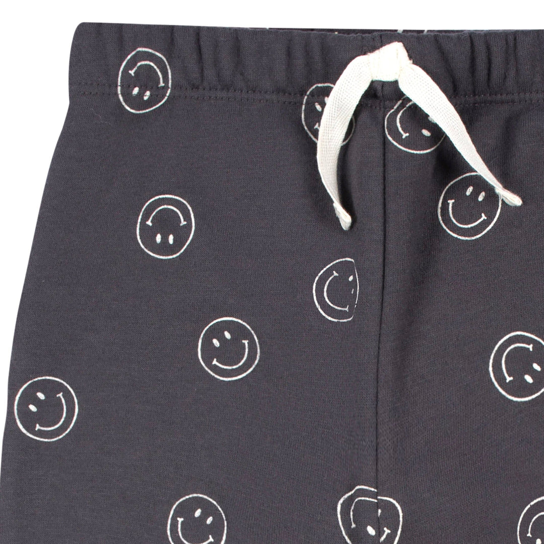 2-Multi Pc Sets Infant and Toddler Boys Charcoal Smiley Sweatshirt & Pant