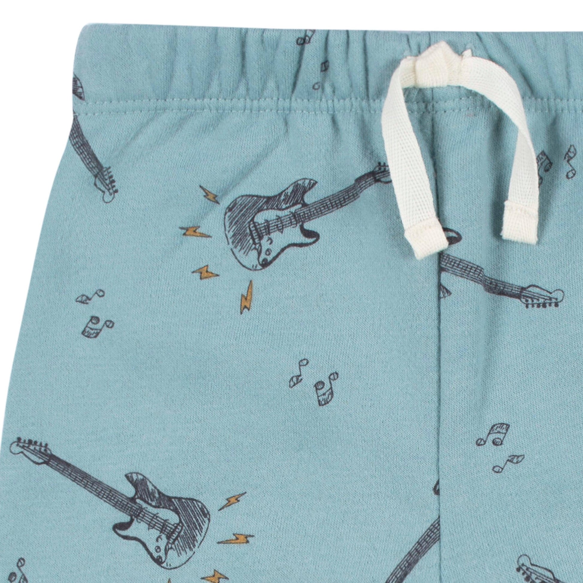 2-Multi Pc Sets Infant and Toddler Boys Teal Guitars Sweatshirt & Pant