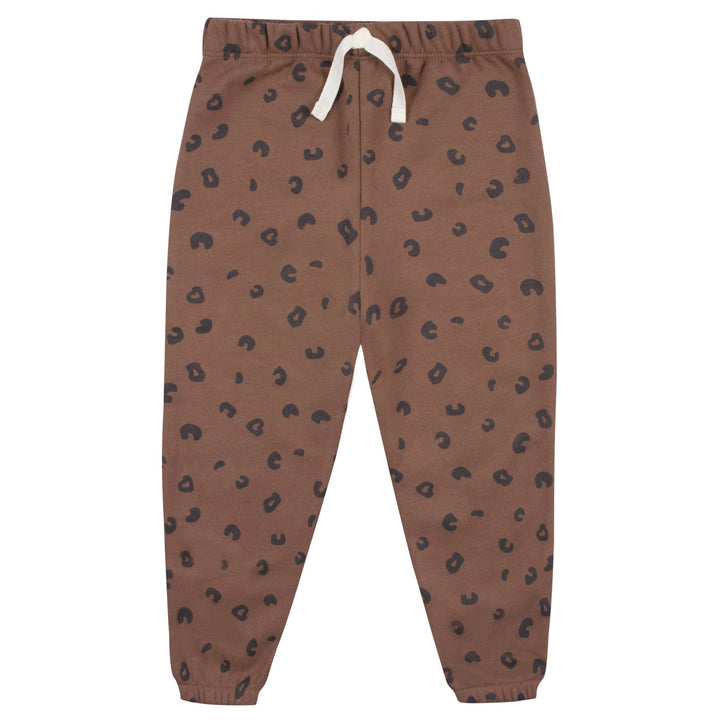 2-Multi Pc Sets Infant and Toddler Girls Brown Leopard Sweatshirt & Pant