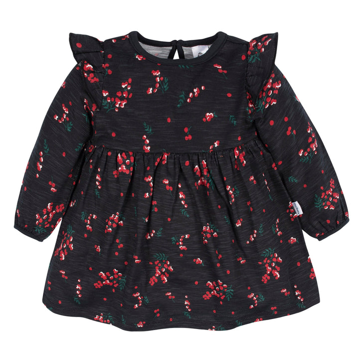 2-Pack Baby & Toddler Girls Black Holly Berries Babydoll Dress