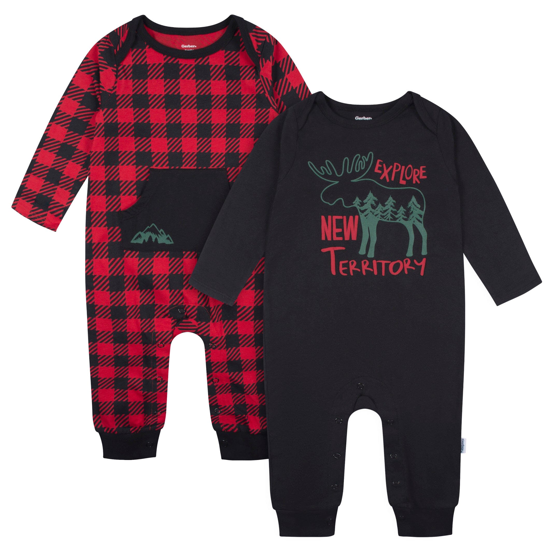 2-Pack Baby Boys Black Explore Rompers