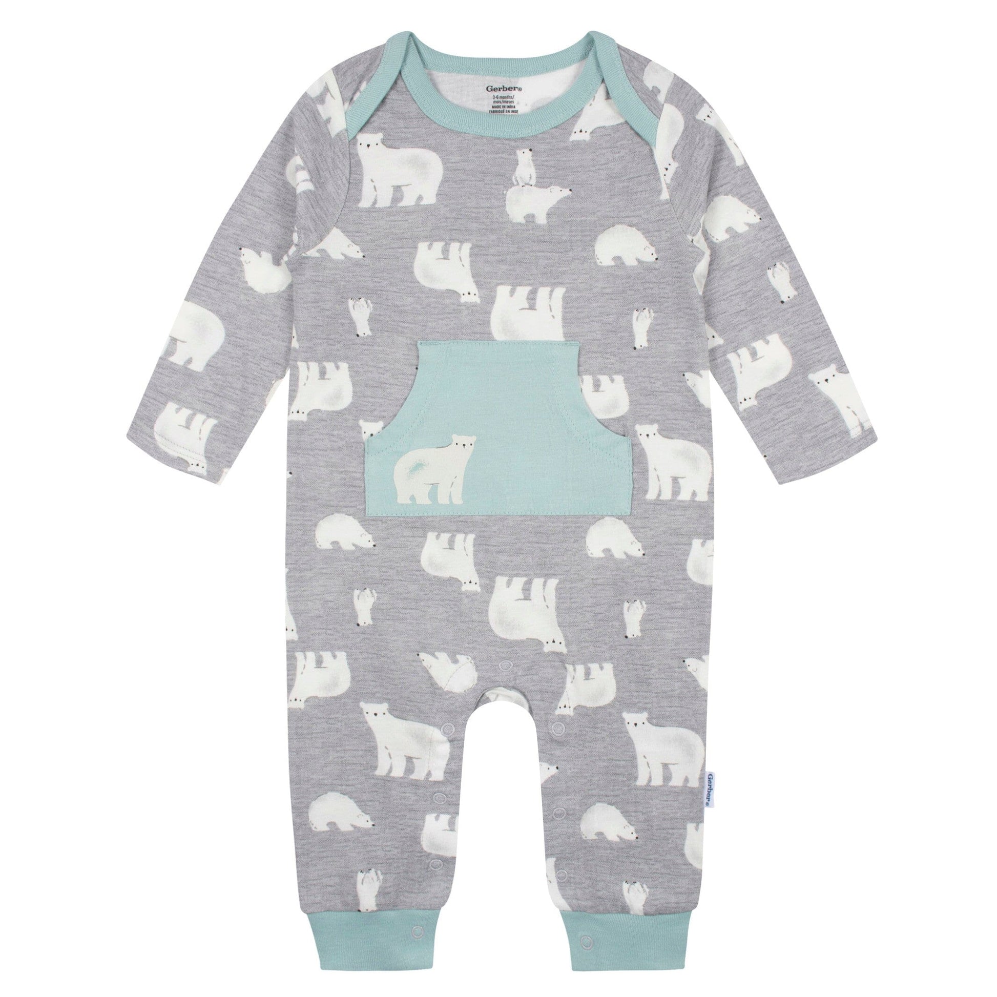 2-Pack Baby Boys Blue Polar Bear Rompers