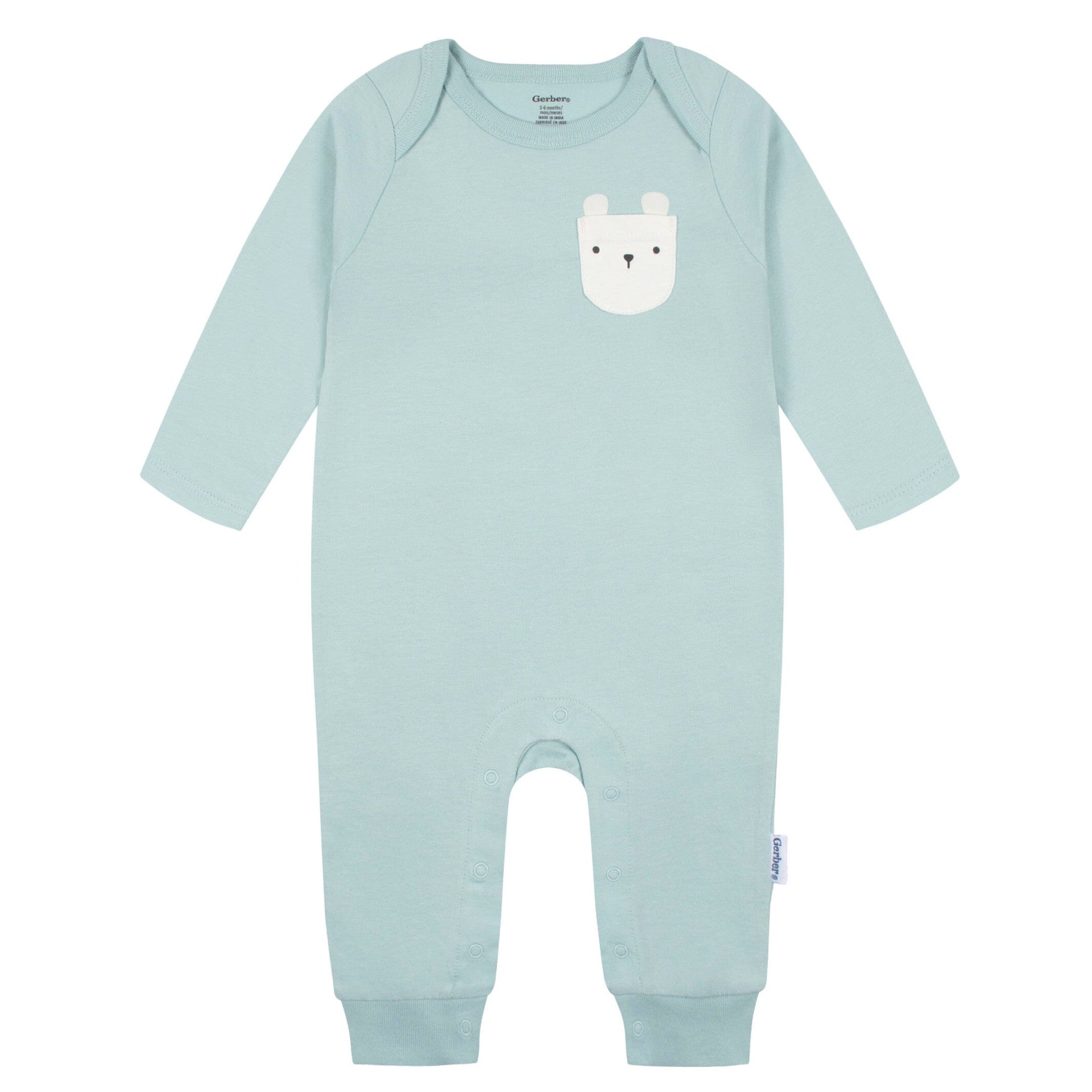 2-Pack Baby Boys Blue Polar Bear Rompers