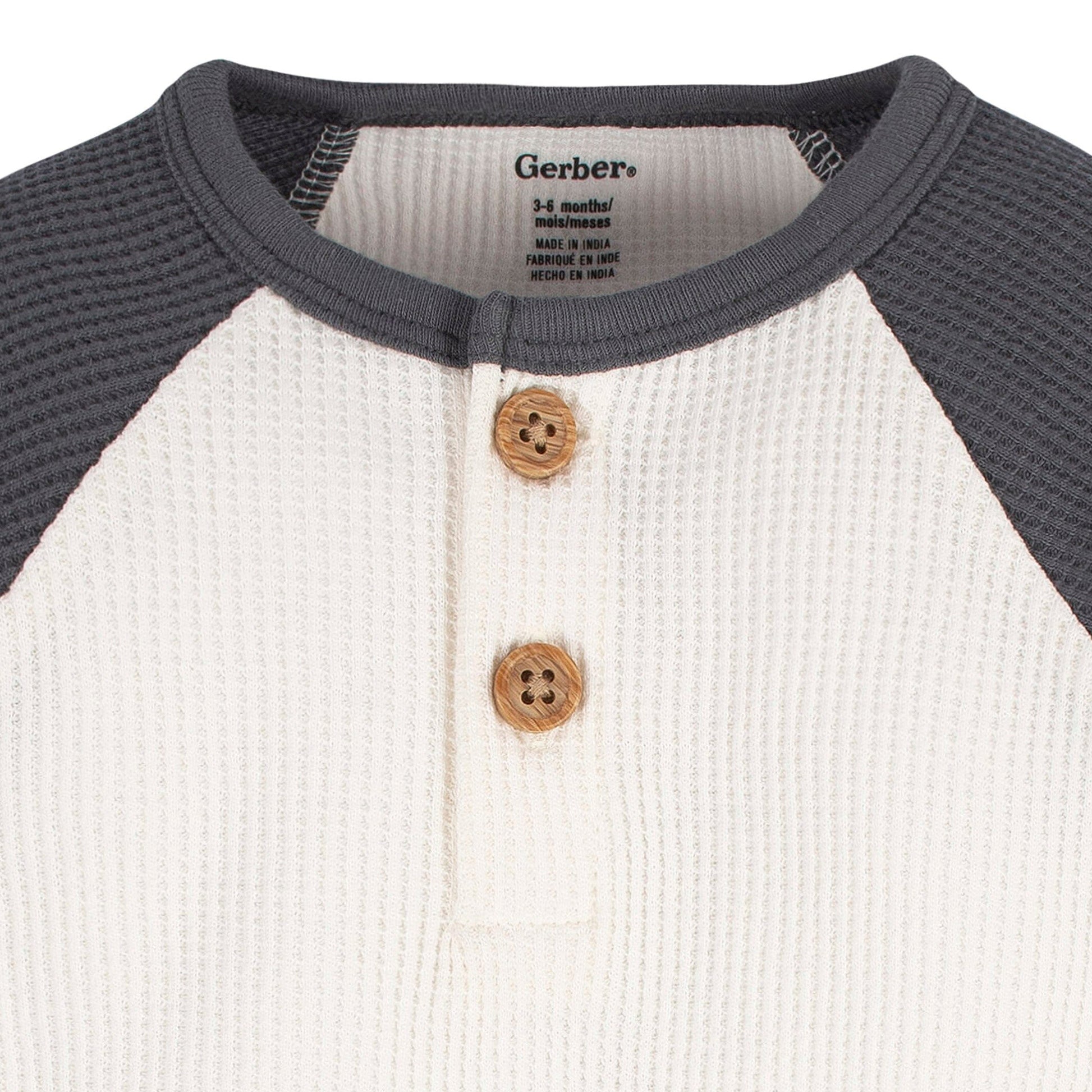 2-Pack Baby Boys Blue/Ivory Long Sleeve Onesies® Bodysuits