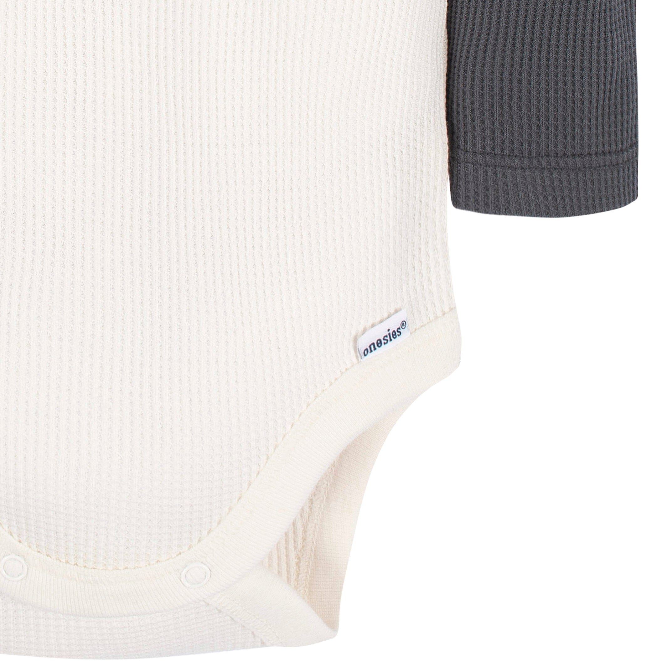 2-Pack Baby Boys Blue/Ivory Long Sleeve Onesies® Bodysuits