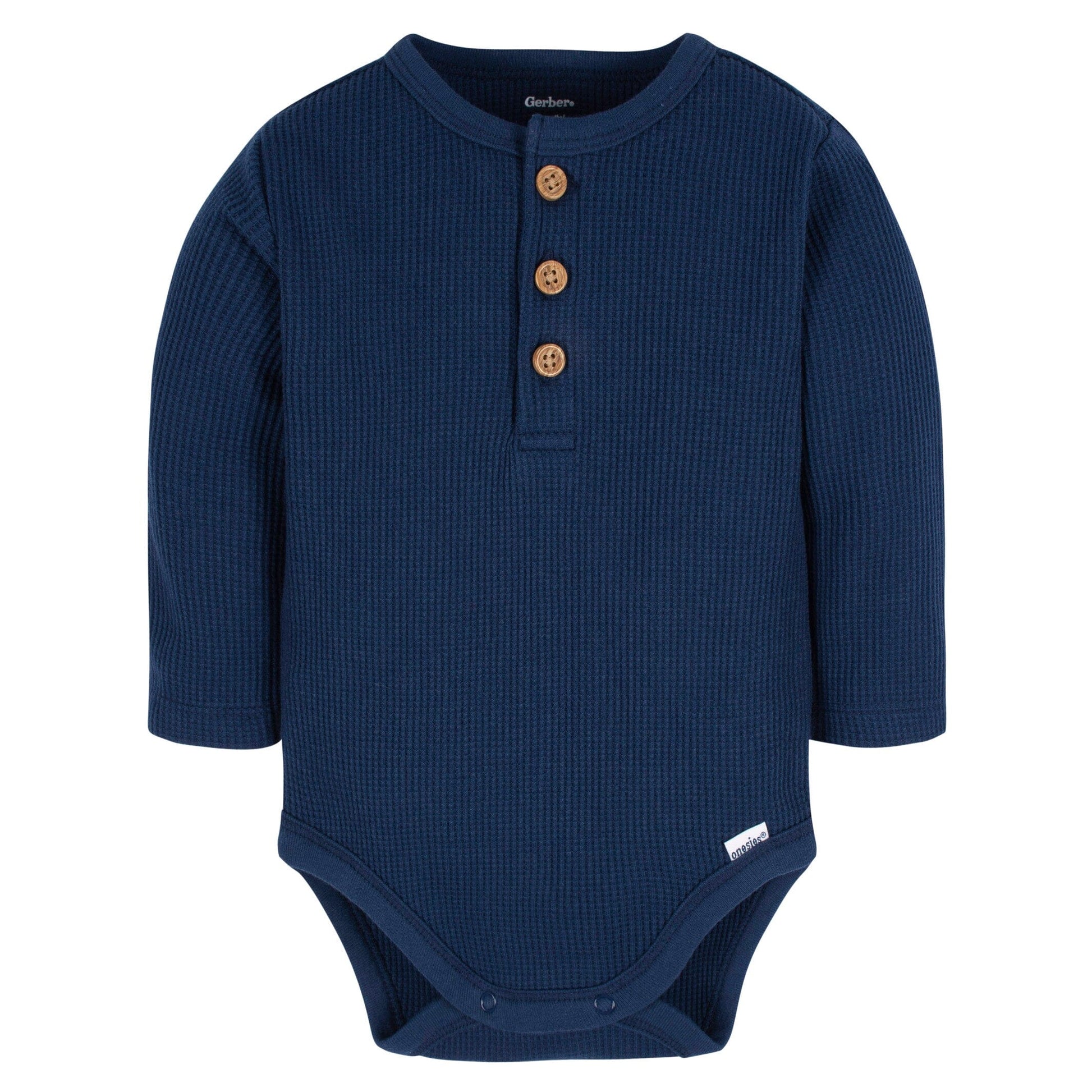 2-Pack Baby Boys Navy/Blue/Lt Grey Heather Long Sleeve Onesies® Bodysuits
