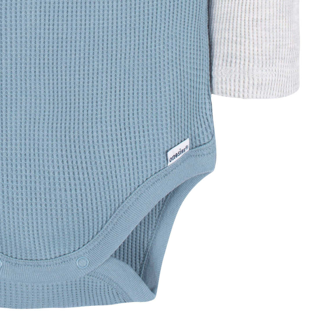 2-Pack Baby Boys Navy/Blue/Lt Grey Heather Long Sleeve Onesies® Bodysuits