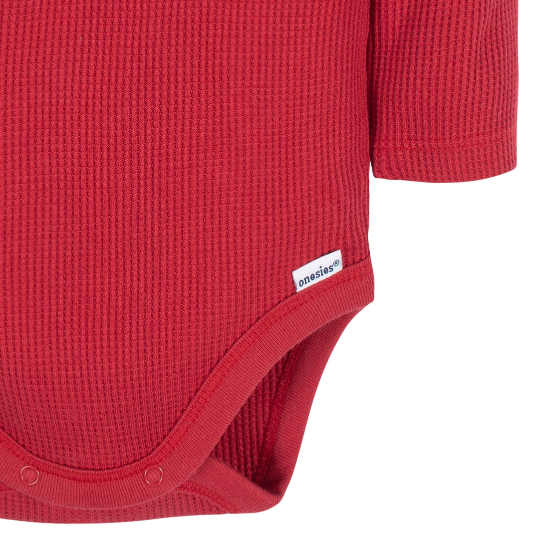 2-Pack Baby Boys Red/Black/ Lt Grey Heather Long Sleeve Onesies® Bodysuits