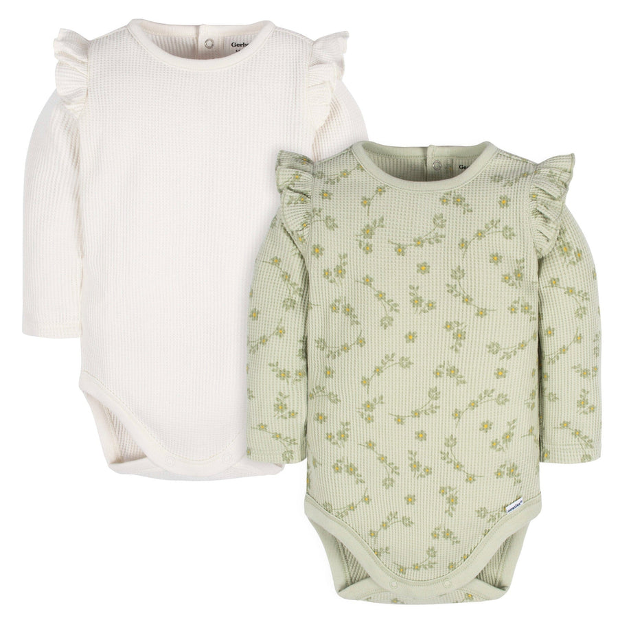 2-Pack Baby Girls Flower Toss Long Sleeve Onesies® Bodysuits