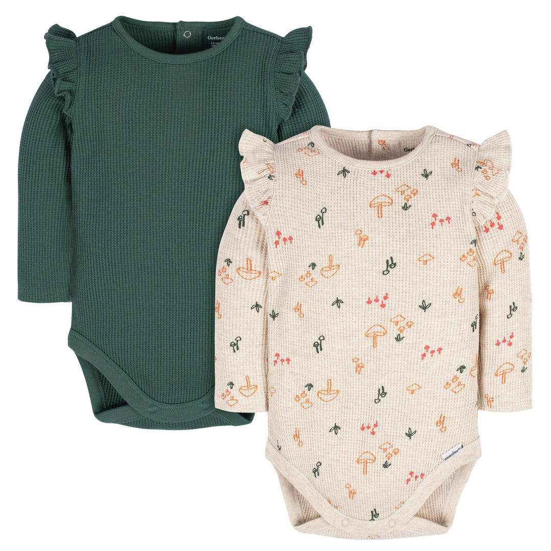 2-Pack Baby Girls Mushrooms Long Sleeve Onesies® Bodysuits