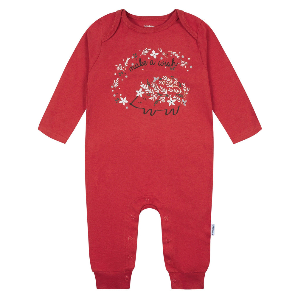2-Pack Baby Girls Red Wish Leaves Rompers