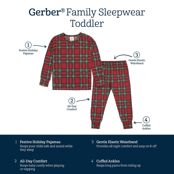 2-Piece Infant and Toddler Neutral Stewart Plaid Snug Fit Pajama Set