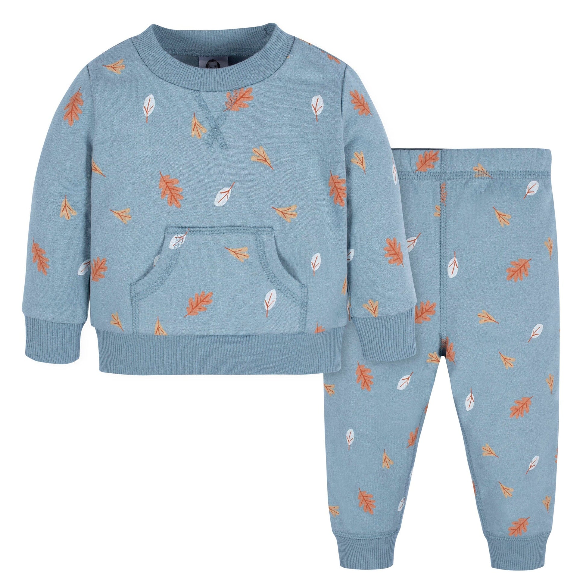 2-Piece Baby & Toddler Boys Blue Leaves Sweatshirt & Active Pant Set