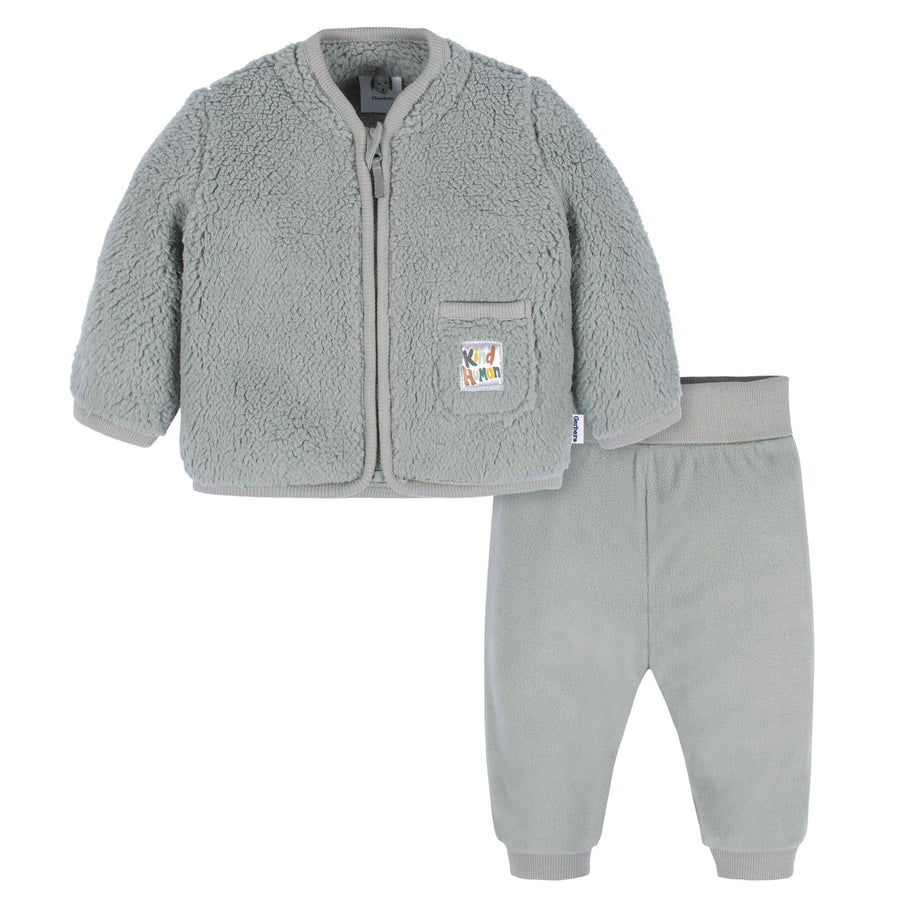 2-Piece Baby & Toddler Boys Kind Human Sherpa Jacket & Jogger Set