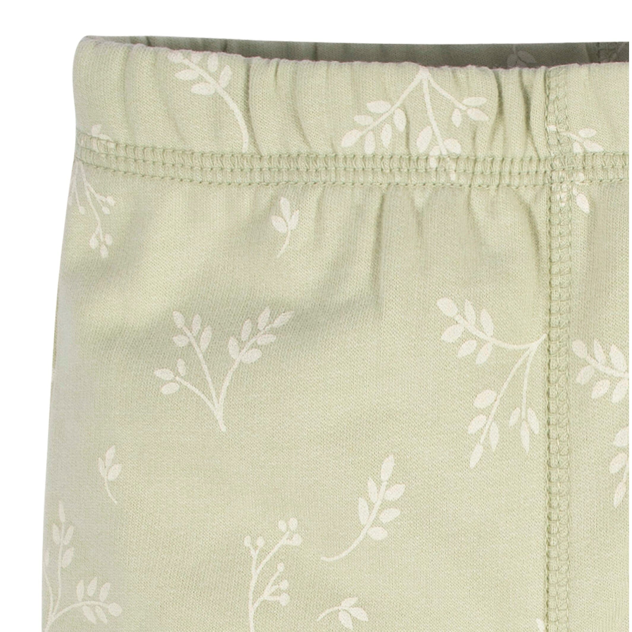 2-Piece Baby & Toddler Girls Green Leaves Sweatshirt & Active Pant Set