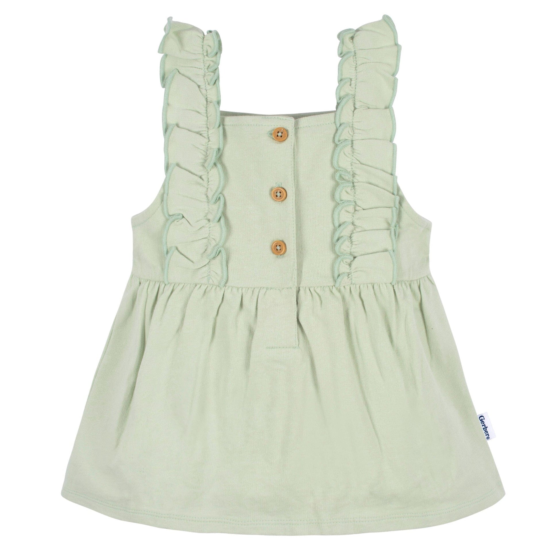 2-Piece Baby Girls Green Floral Jumper & Top Set