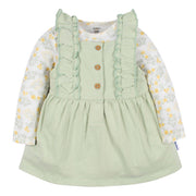 2-Piece Baby Girls Green Floral Jumper & Top Set