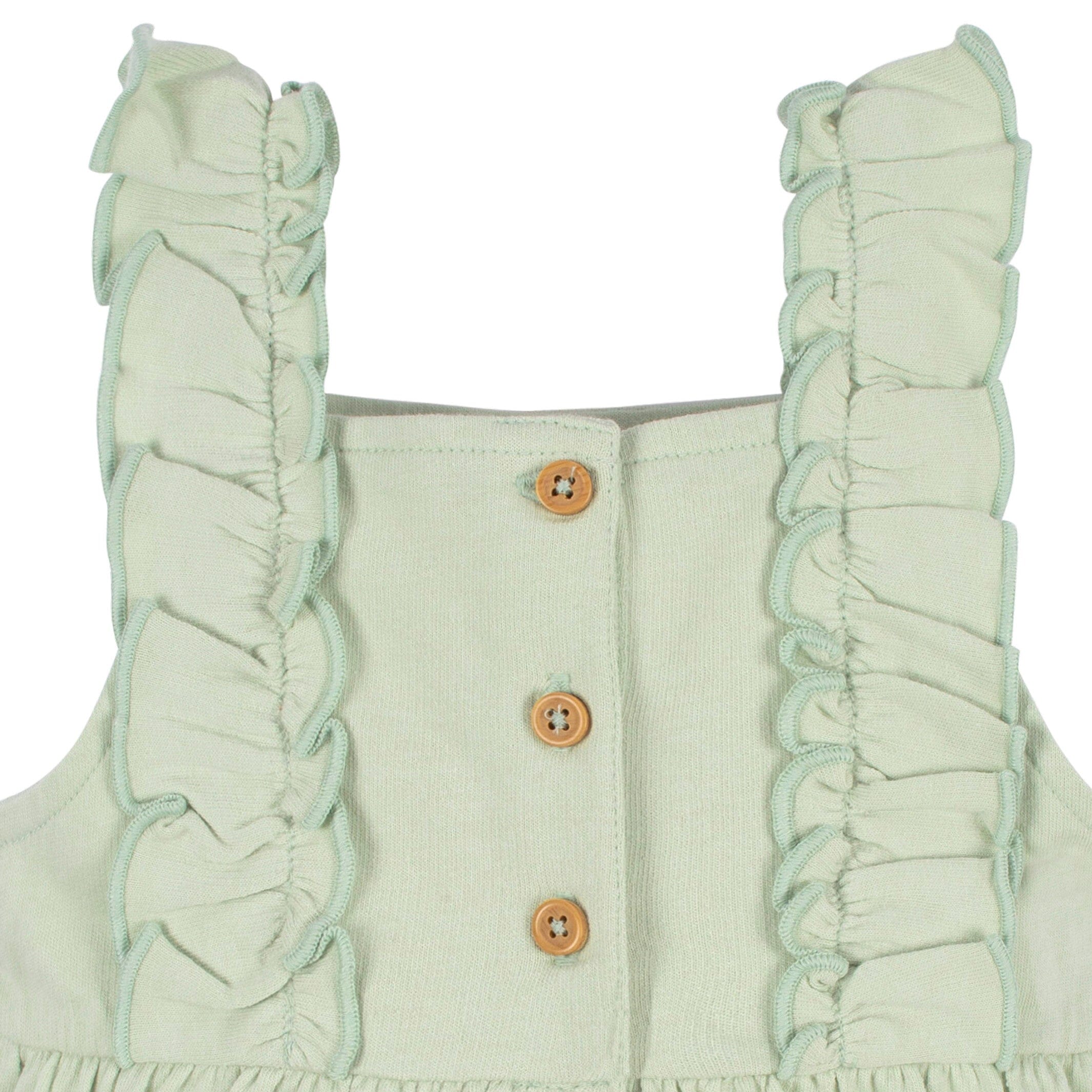 2-Piece Baby Girls Green Floral Jumper & Top Set