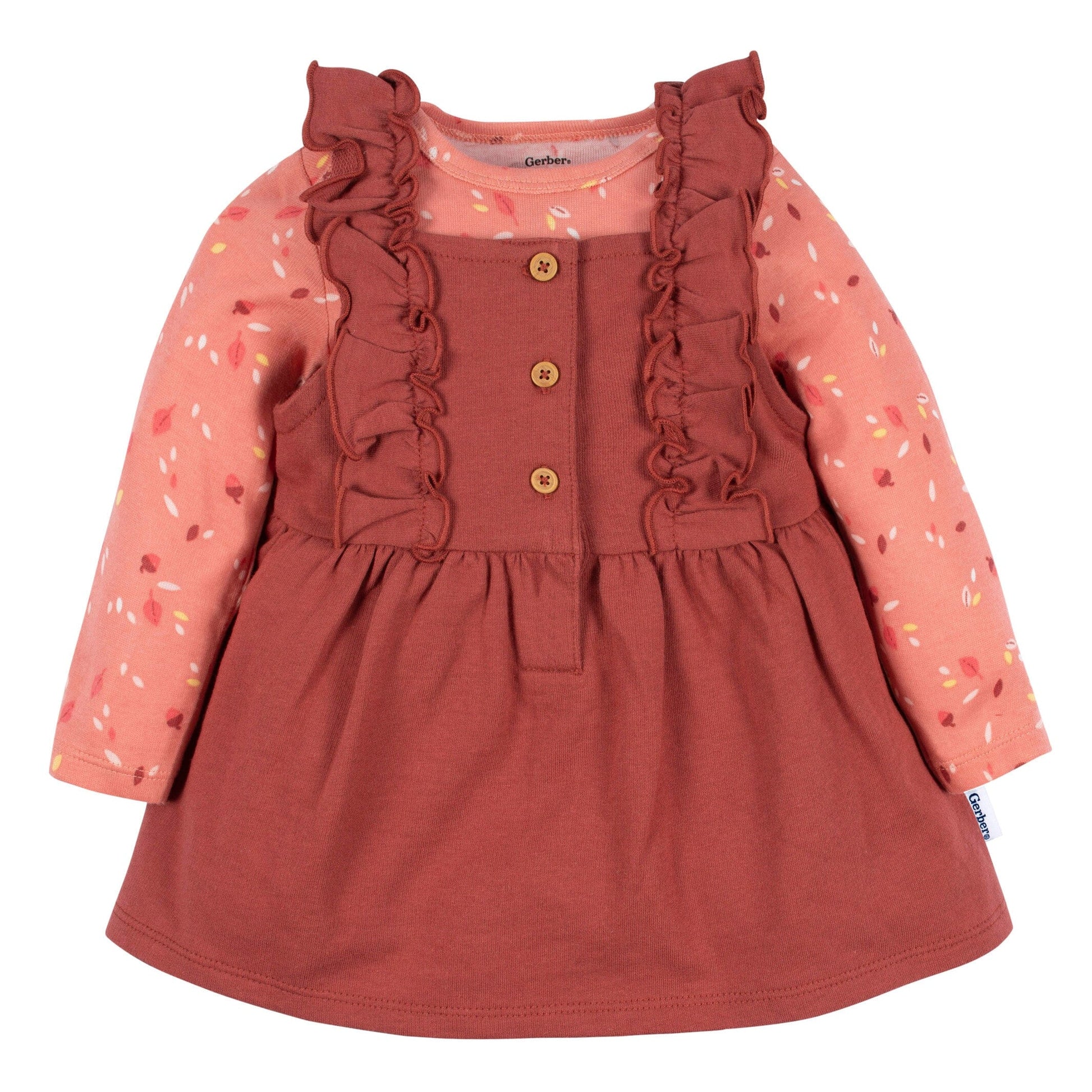 2-Piece Baby Girls Orange Leaves Jumper & Top Set
