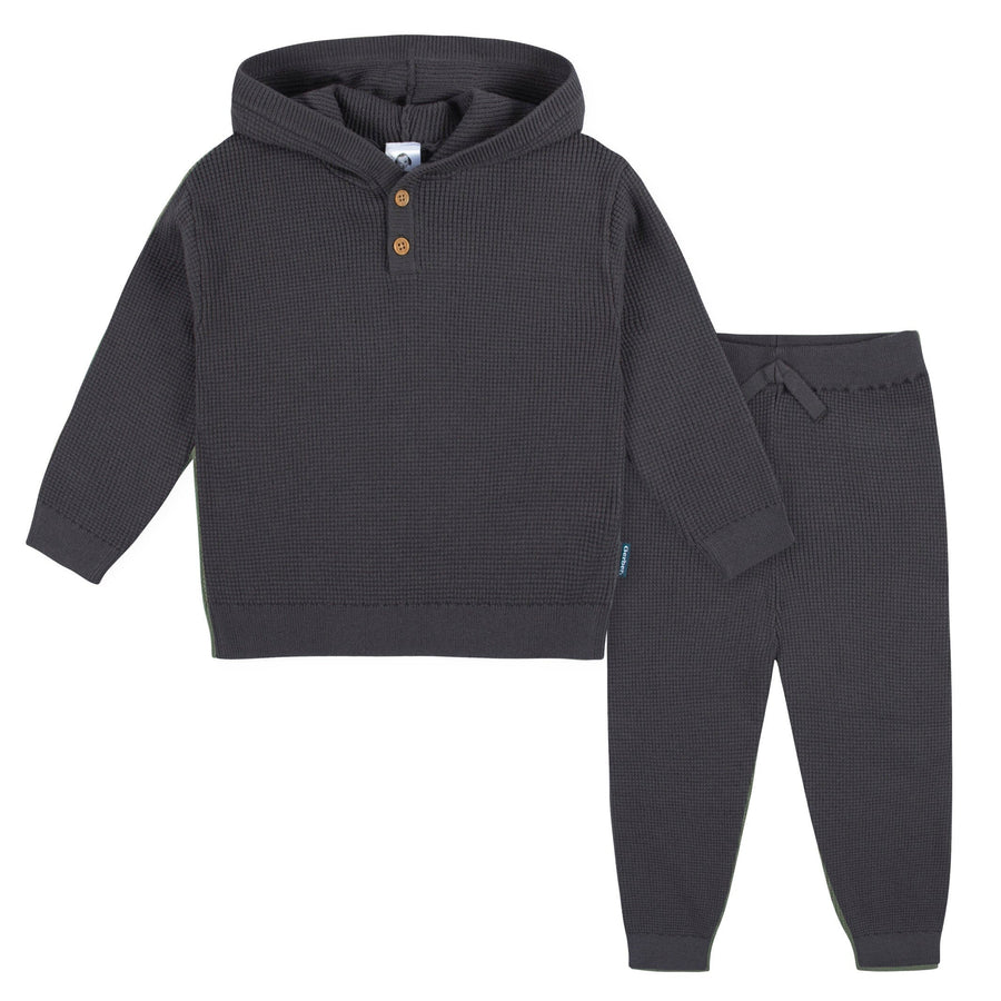 2-Piece Baby and Toddler Boys Charcoal Sweater Knit Set