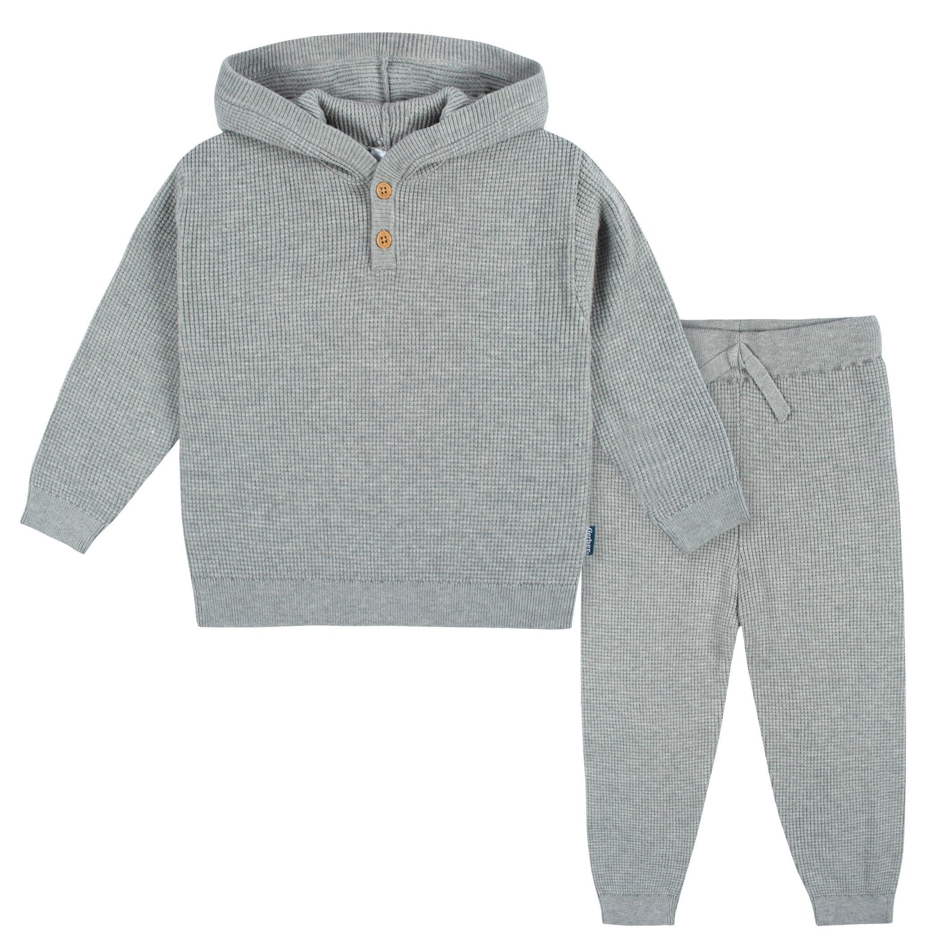 2-Piece Baby and Toddler Boys Grey Heather Sweater Knit Set