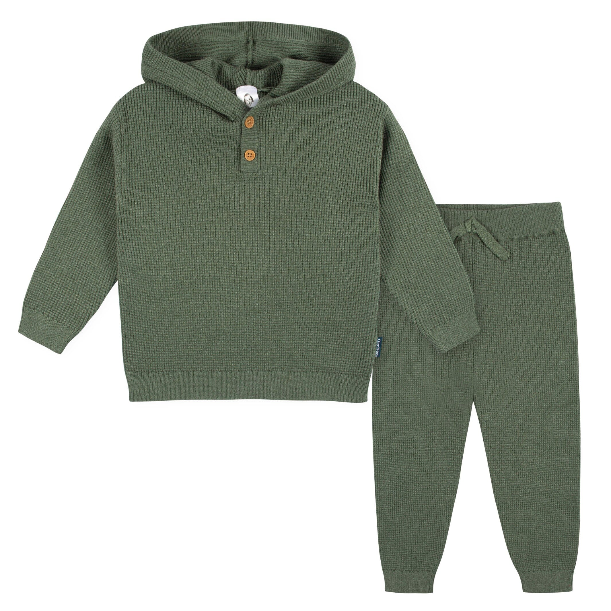 2-Piece Baby and Toddler Boys Olive Green Sweater Knit Set