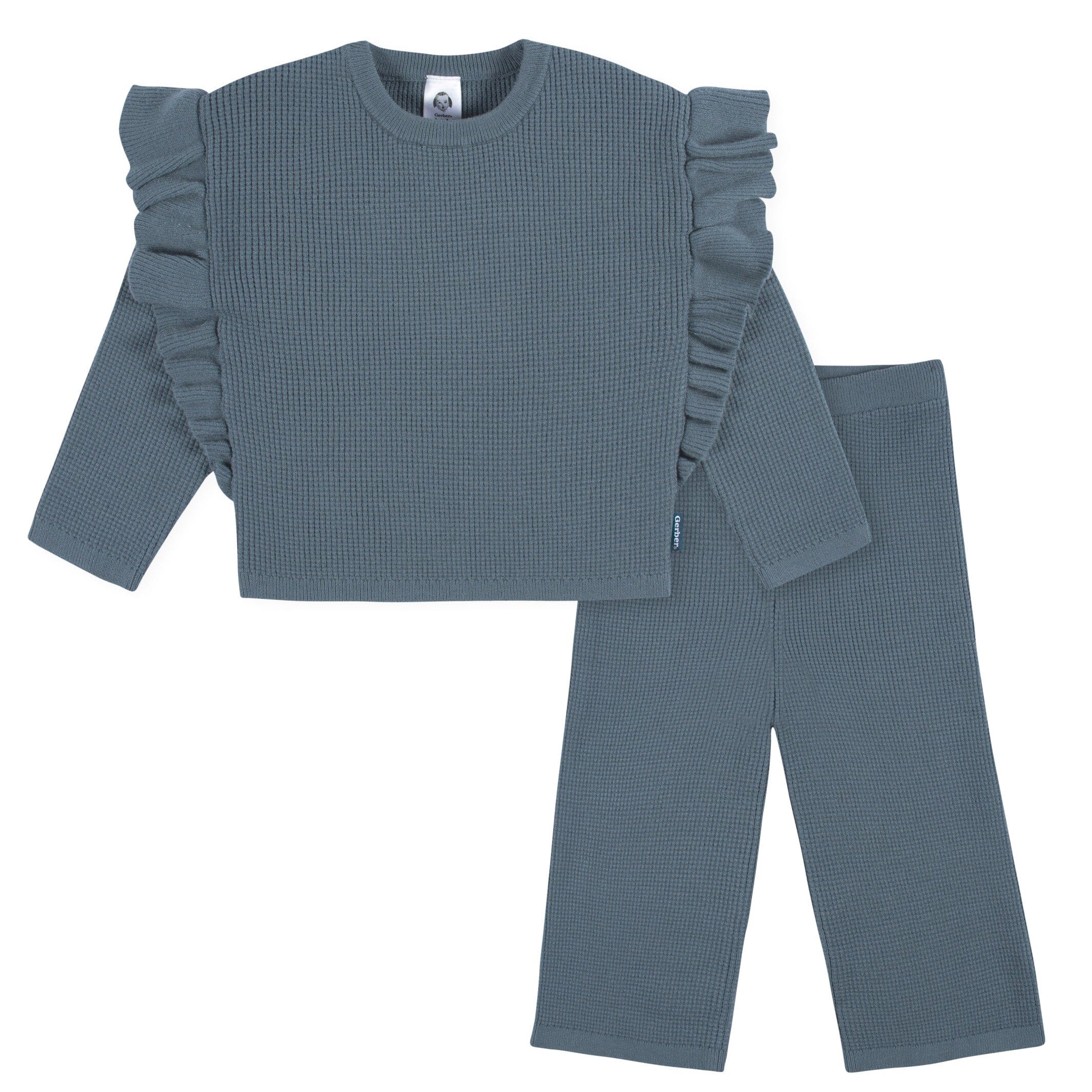 2-Piece Baby and Toddler Girls Teal Sweater Knit Set