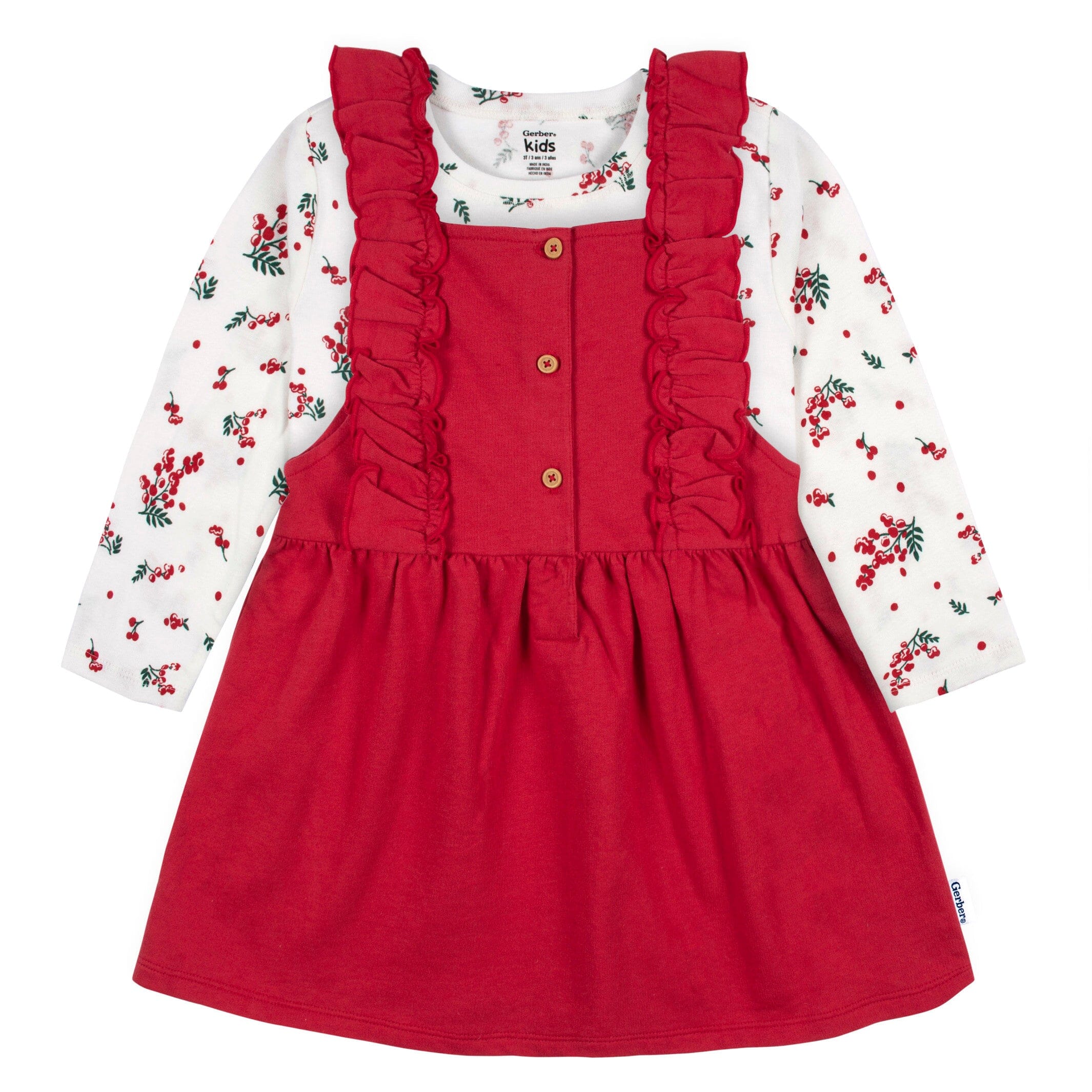2-Piece Infant & Toddler Girls Red Holly Berries Jumper & Top Set ...