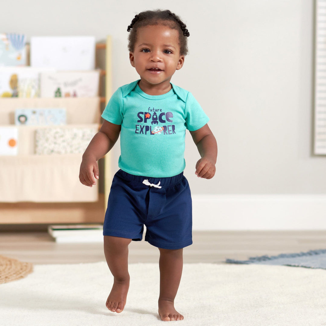 4-Piece Baby Boys Future Space Explorer Onesies® Bodysuit, Tee, Shorts & Pant Set
