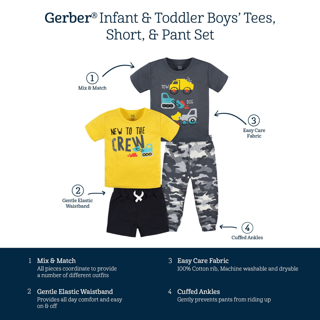 4-Piece Infant & Toddler Boys Ready To Roll Tees, Shorts & Pants Set