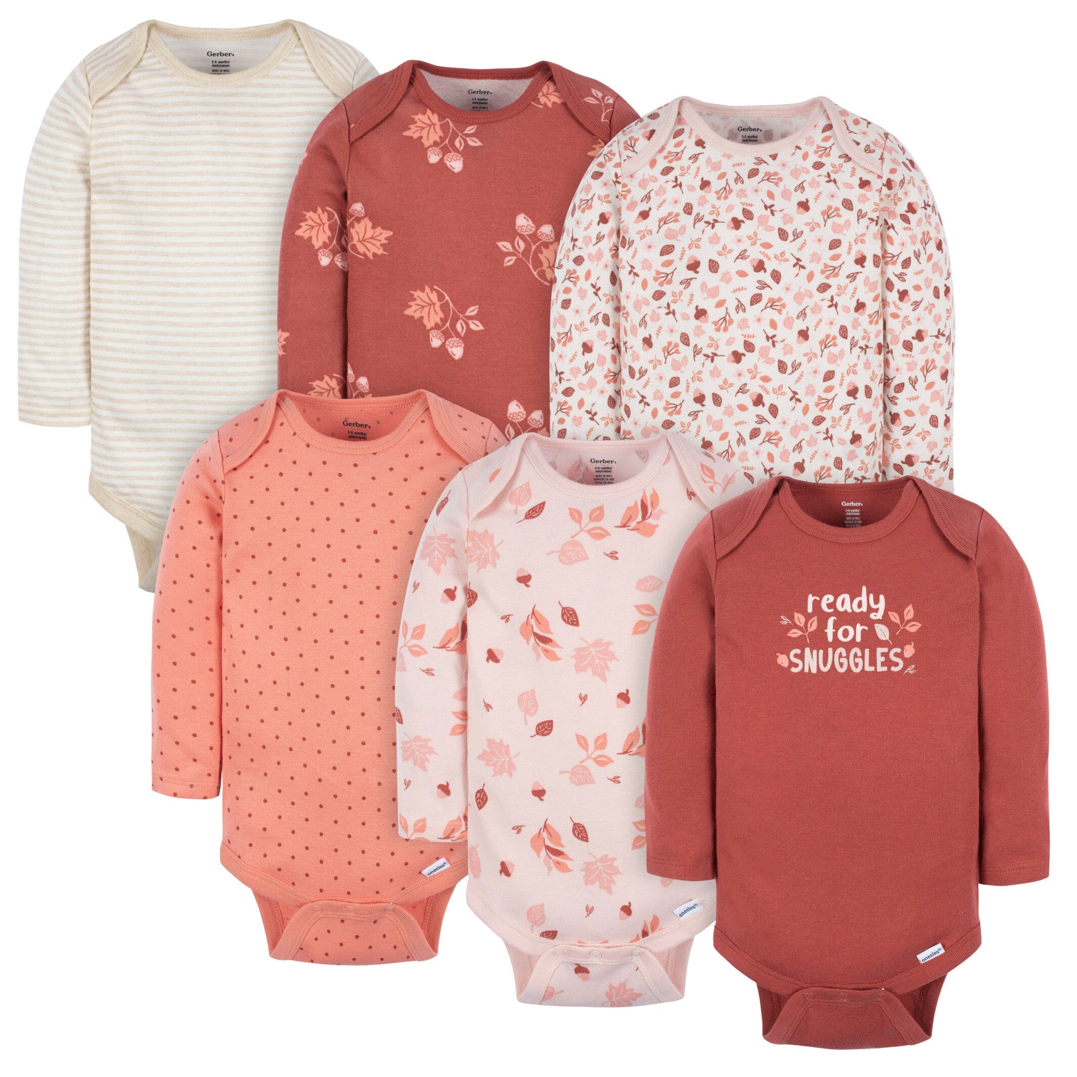 Python Onesies 6-Pack Baby Girls Leaves Onesies® Bodysuits – Gerber Childrenswear