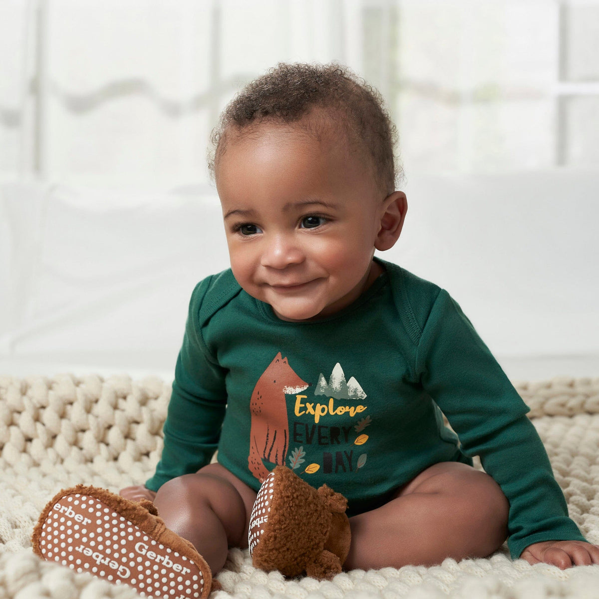 Baby Boys Brown Sherpa Booties