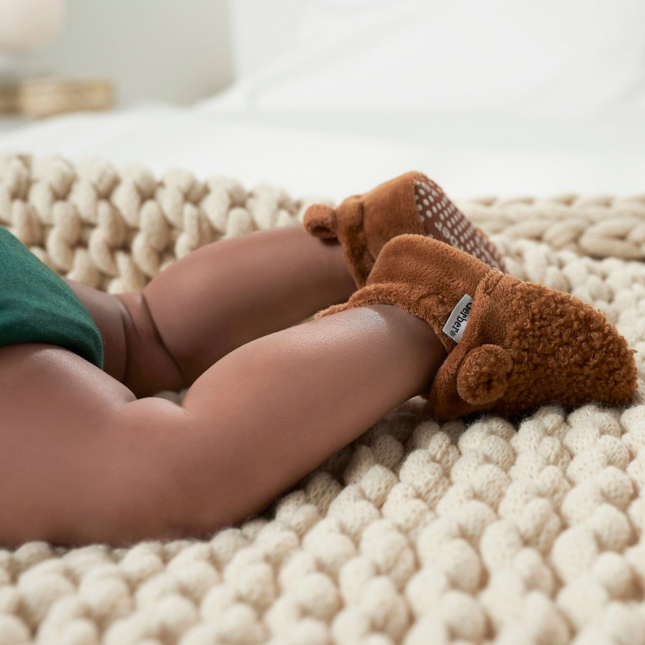 Baby Boys Brown Sherpa Booties