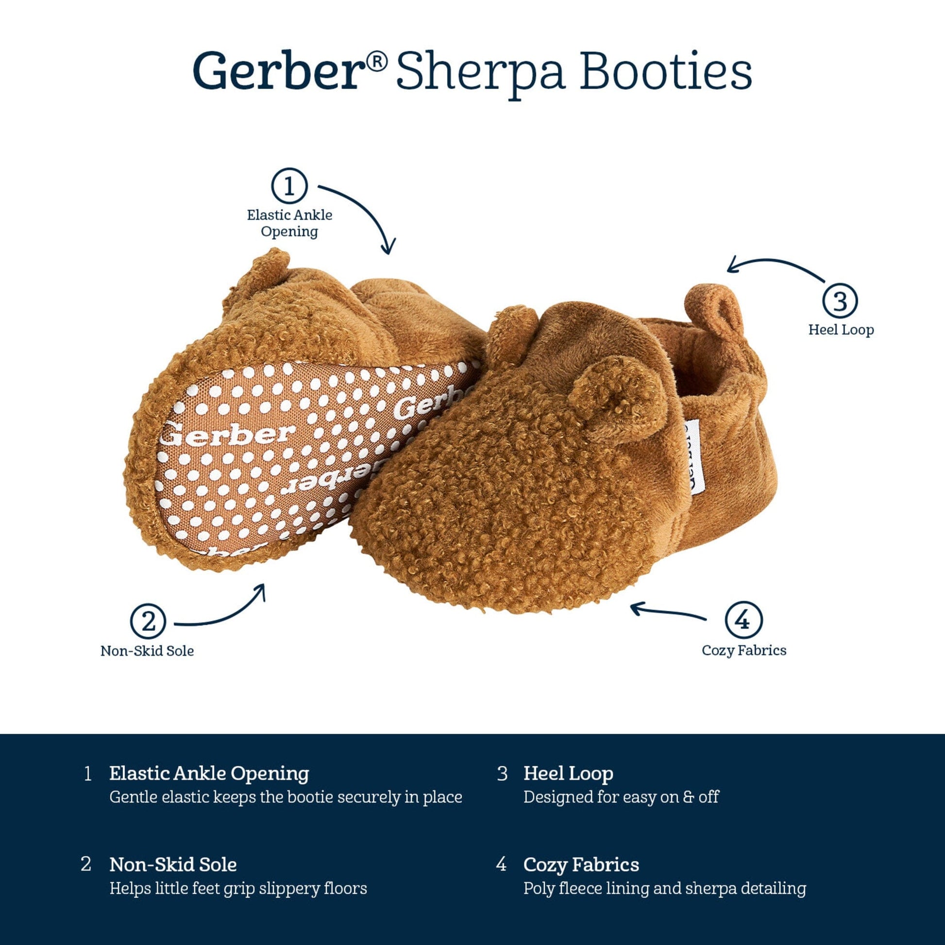 Baby Boys Brown Sherpa Booties