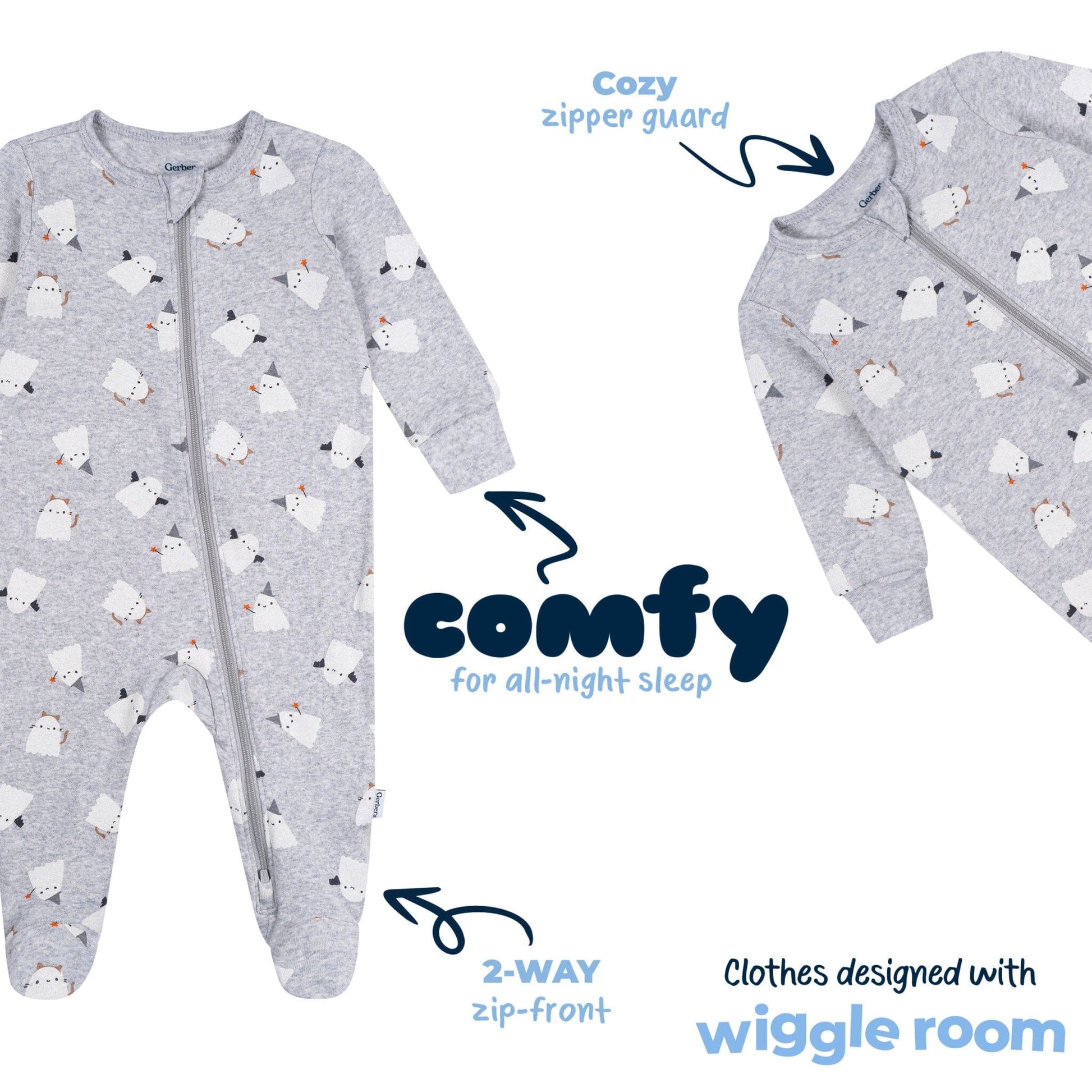Baby Neutral Halloween Ghosts Sleep 'N Play Sleepwear Gerber® 
