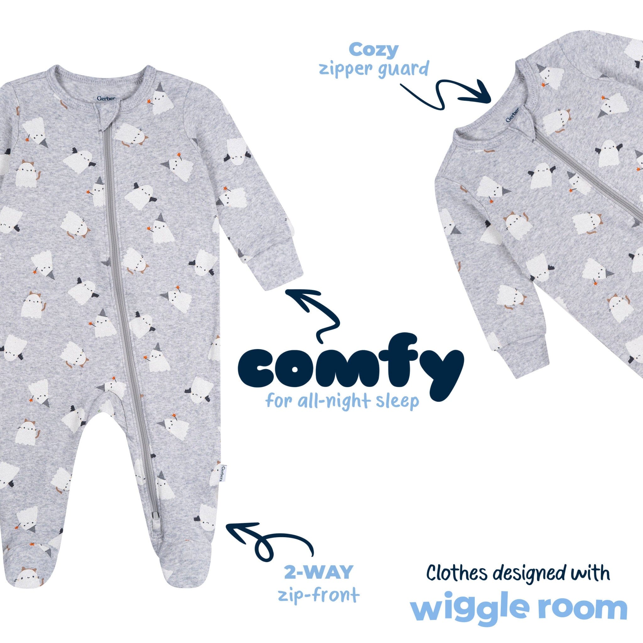 Baby Neutral Halloween Ghosts Sleep 'N Play Sleepwear Gerber® 