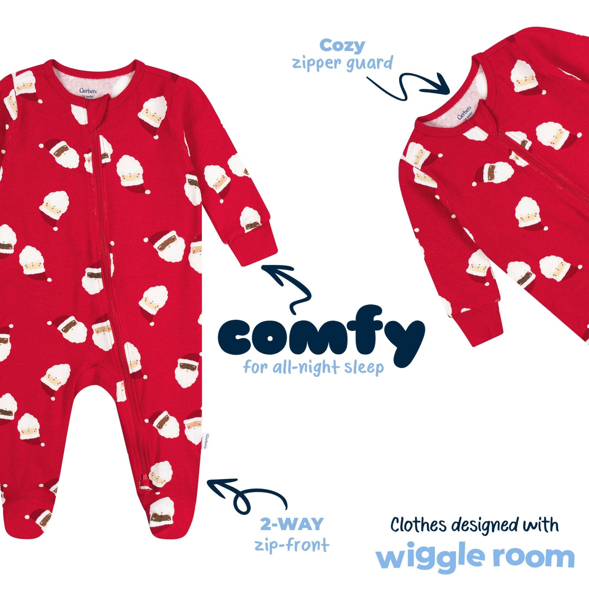 Baby Neutral Santa Faces Sleep 'N Play Sleepwear Gerber® 