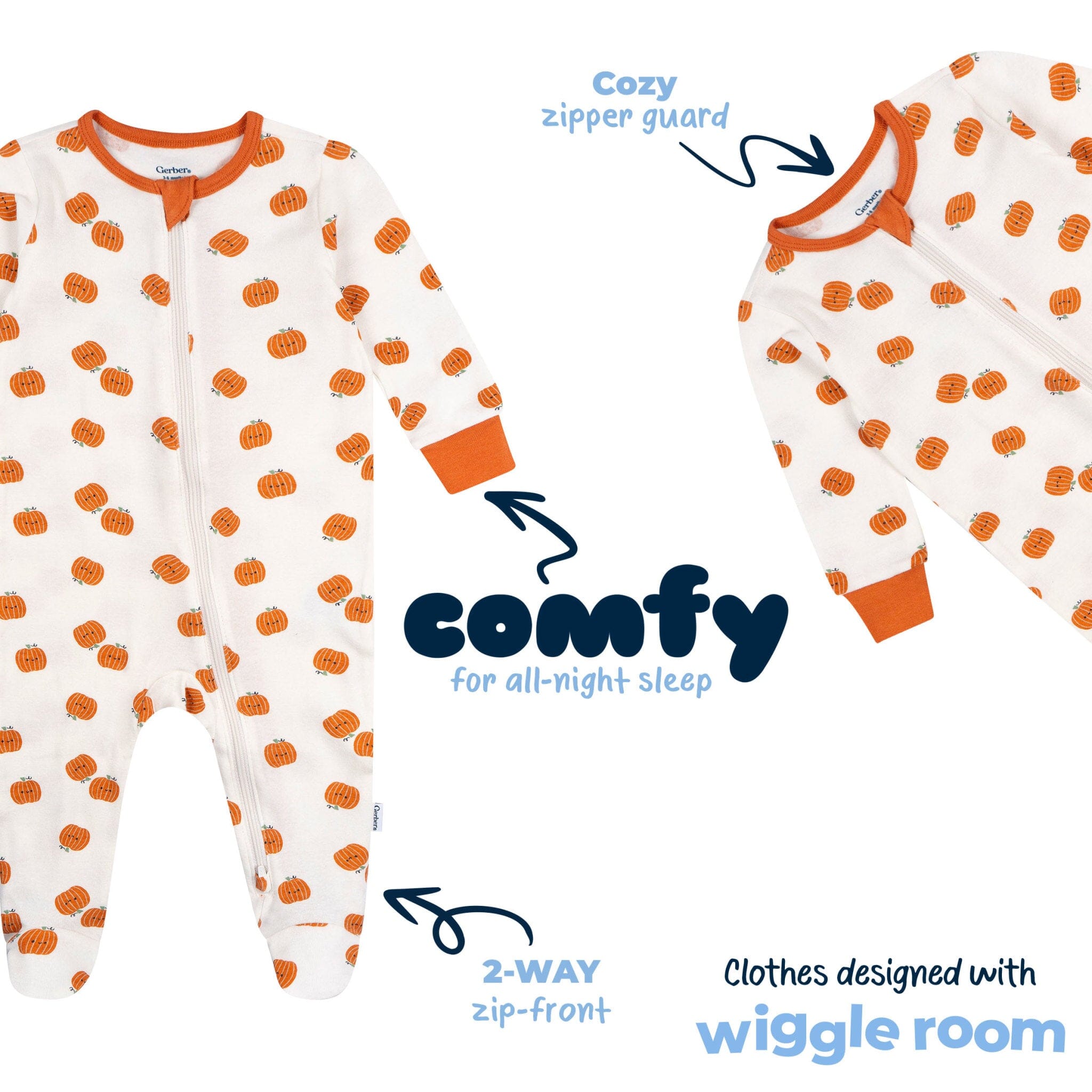 Baby Neutral Smiling Pumpkins Sleep 'N Play Sleepwear Gerber® 