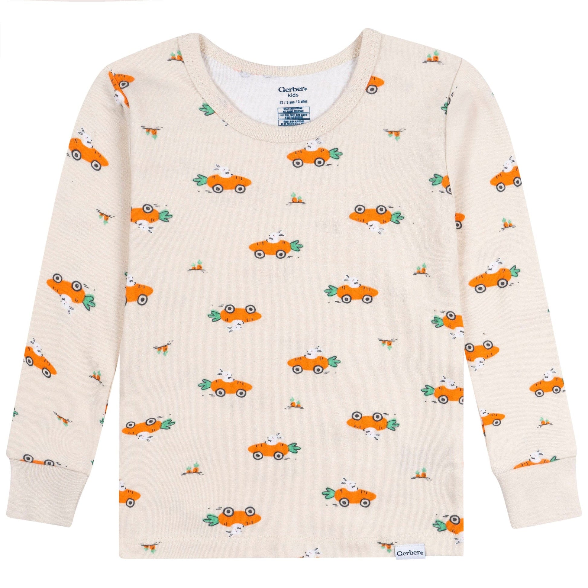 2-Piece Infant & Toddler Neutral Bunny Carrot Cars Cotton Pajamas Sleepwear Gerber® 