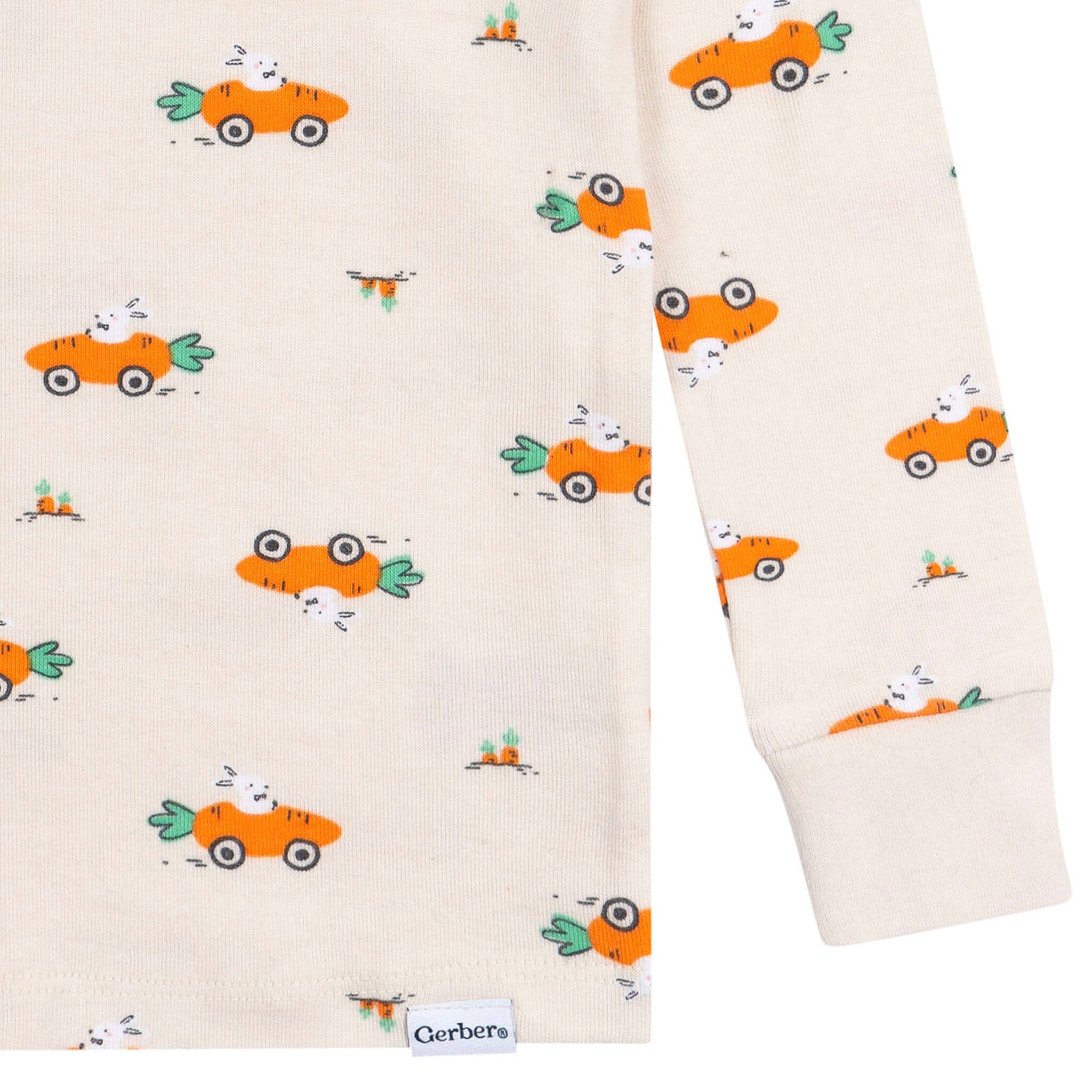 2-Piece Infant & Toddler Neutral Bunny Carrot Cars Cotton Pajamas Sleepwear Gerber® 