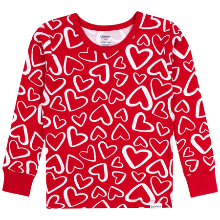 2-Piece Infant & Toddler Neutral Red Hearts Cotton Pajamas