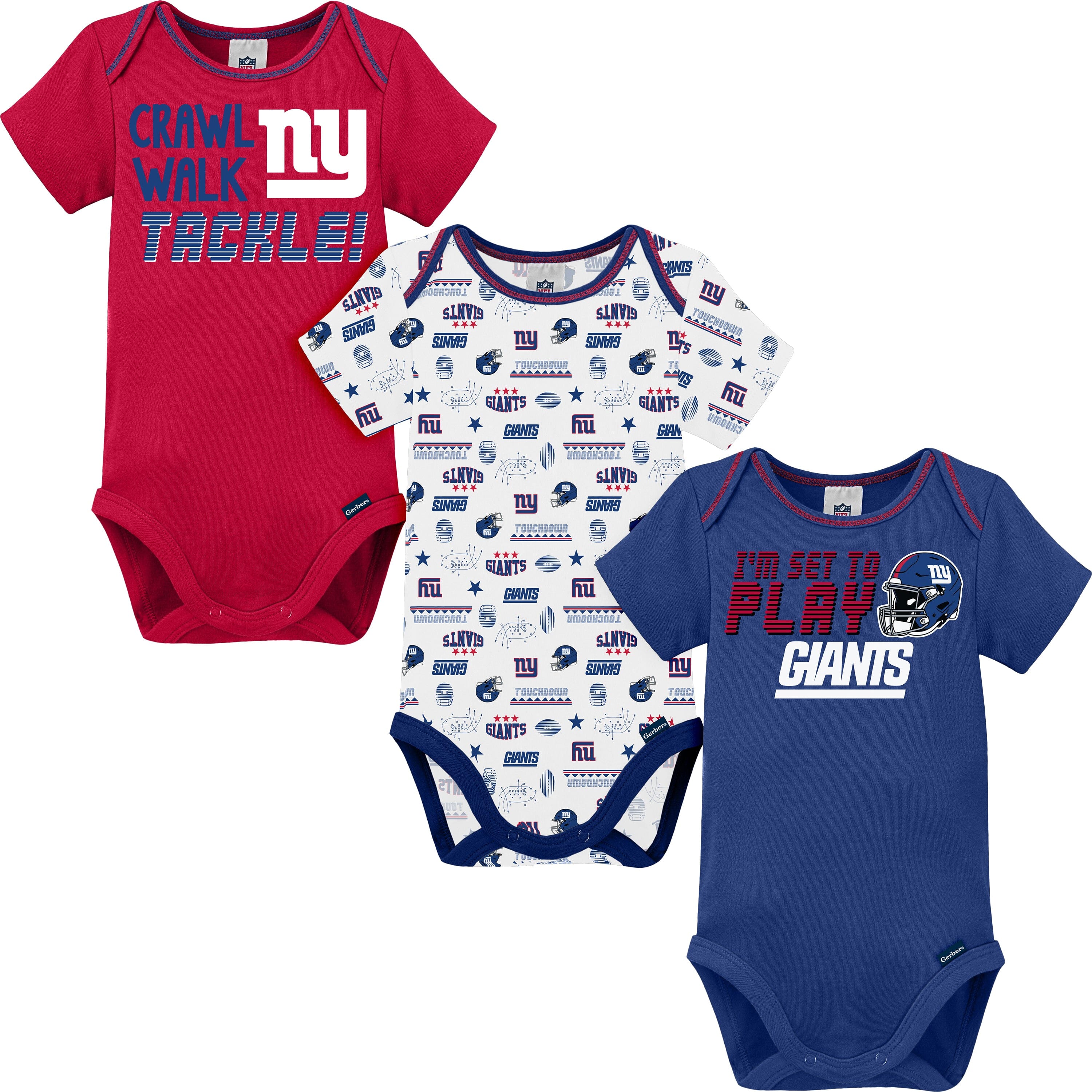 3-Pack Baby Boys Giants Short Sleeve Bodysuits